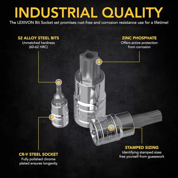 imageLEXIVON Tamper Proof Torx Bit Socket Set Premium S2 Alloy Steel  13Piece Security Star T8  T60 Set  Enhanced Storage Case LX146
