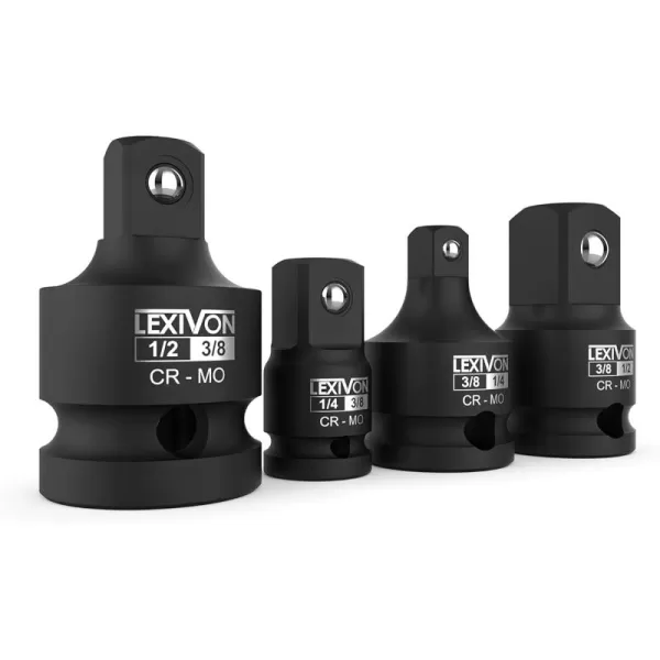 imageLEXIVON Impact Socket Adapter and Reducer 4Piece Set  14quot  38quot  12quot Impact Driver Conversions Chrome Molybdenum alloy steel LX112