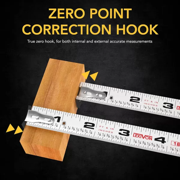 imageLEXIVON 2Pack 25Ft75m DuaLock Tape Measure  1Inch Wide Blade with Nylon Coating Matt Finish White ampamp Yellow Dual Sided Rule Print  FtInchFractionsMetric LX202130FT40m