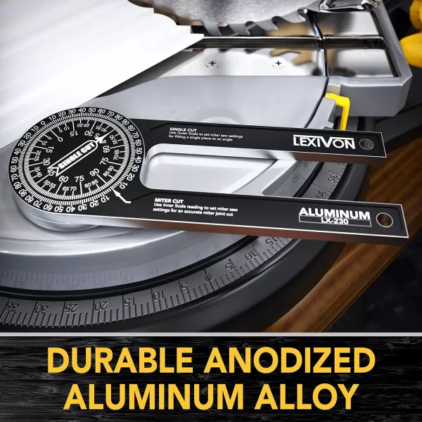 imageLEXIVON 2pack Aluminum Miter Saw Protractor  7Inch Rust Proof Angle Finder Featuring Precision Laser Engraved Scales LX230X22Pack