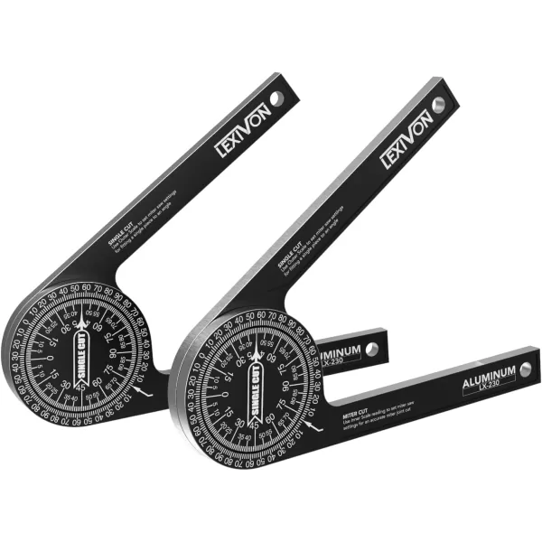 imageLEXIVON 2pack Aluminum Miter Saw Protractor  7Inch Rust Proof Angle Finder Featuring Precision Laser Engraved Scales LX230X22Pack