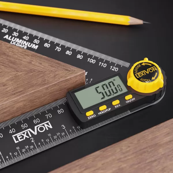 imageLEXIVON Aluminum Digital Angle Finder Gauge 10inch250mm MultiPurpose Protractor Includes XL Display and Rugged Zippered Pouch LXDAF1010inch250mm