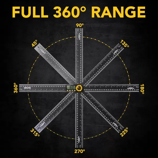 imageLEXIVON Aluminum Digital Angle Finder Gauge 10inch250mm MultiPurpose Protractor Includes XL Display and Rugged Zippered Pouch LXDAF1010inch250mm