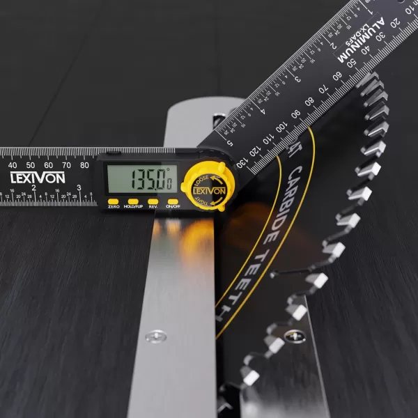 imageLEXIVON Aluminum Digital Angle Finder Gauge 10inch250mm MultiPurpose Protractor Includes XL Display and Rugged Zippered Pouch LXDAF105inch130mm