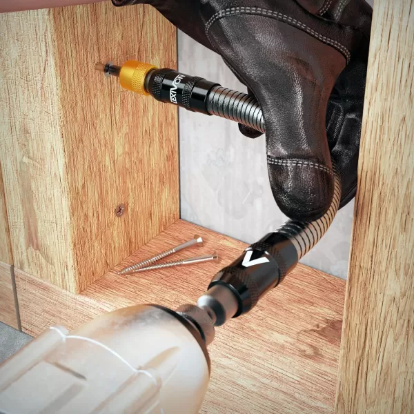 imageLEXIVON Drill Bit Holder 12Inch Flexible Extension QuickRelease with 14Inch Hex Shank  Rated for 3600 RPM Guaranteed High Performance LX50112 Flexible Bit Holder
