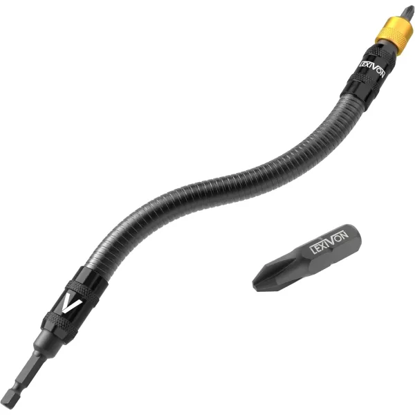 imageLEXIVON Drill Bit Holder 12Inch Flexible Extension QuickRelease with 14Inch Hex Shank  Rated for 3600 RPM Guaranteed High Performance LX50112 Flexible Bit Holder