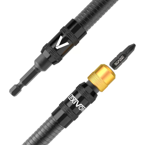 imageLEXIVON Drill Bit Holder 12Inch Flexible Extension QuickRelease with 14Inch Hex Shank  Rated for 3600 RPM Guaranteed High Performance LX50112 Flexible Bit Holder