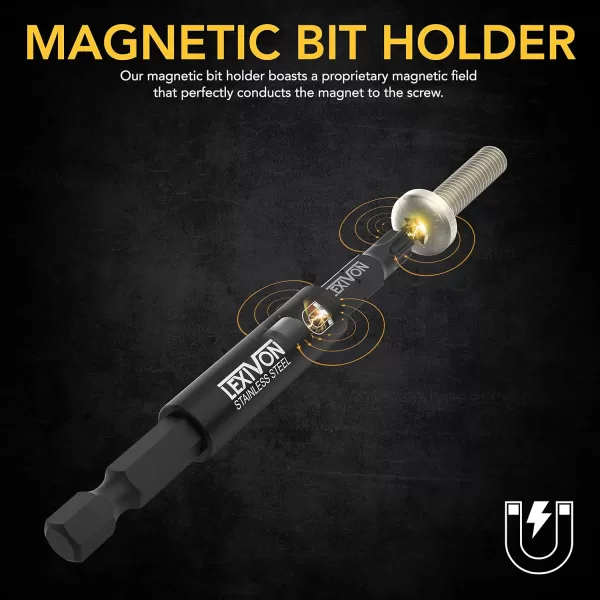 imageLEXIVON Drill Bit Holder 12Inch Flexible Extension QuickRelease with 14Inch Hex Shank  Rated for 3600 RPM Guaranteed High Performance LX5013 Adapters  Magnetic bit holder