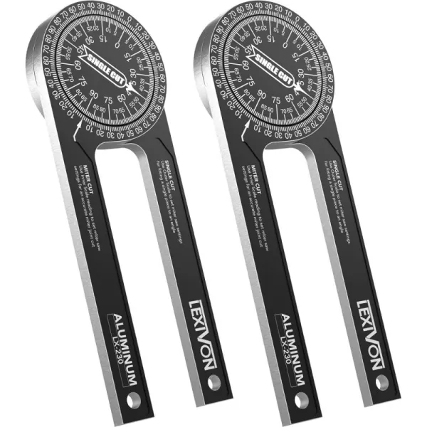 imageLEXIVON 2pack Aluminum Miter Saw Protractor  7Inch Rust Proof Angle Finder Featuring Precision Laser Engraved Scales LX230X22Pack