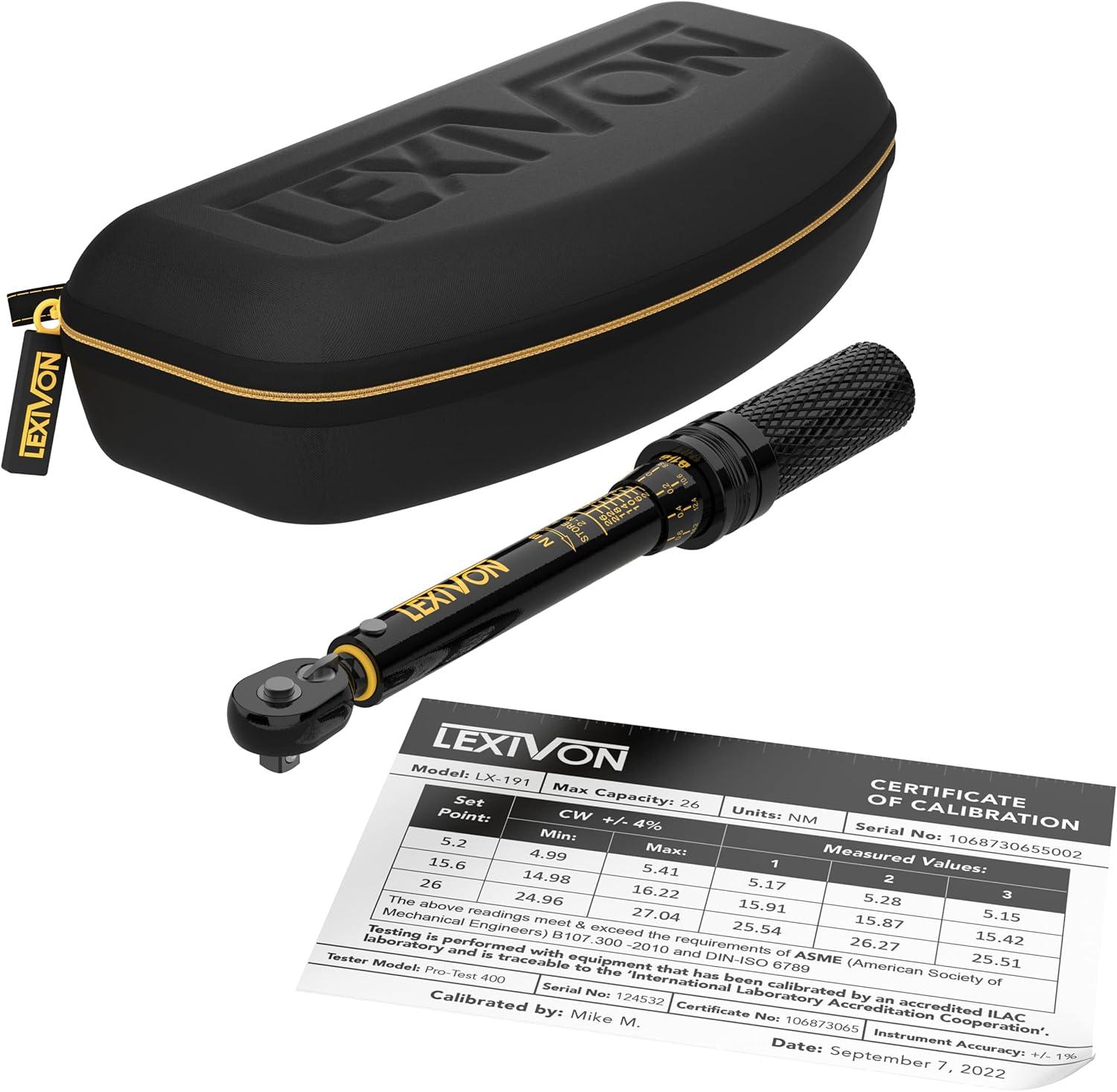 imageLEXIVON Bike Torque Wrench 14Inch Drive Newton Meter  72Tooth Gear DualDirection Click Type 226 Nm 1772301 inlb  Portable for Road ampamp Mountain Bicycles LX190Bike Torque wrench kit