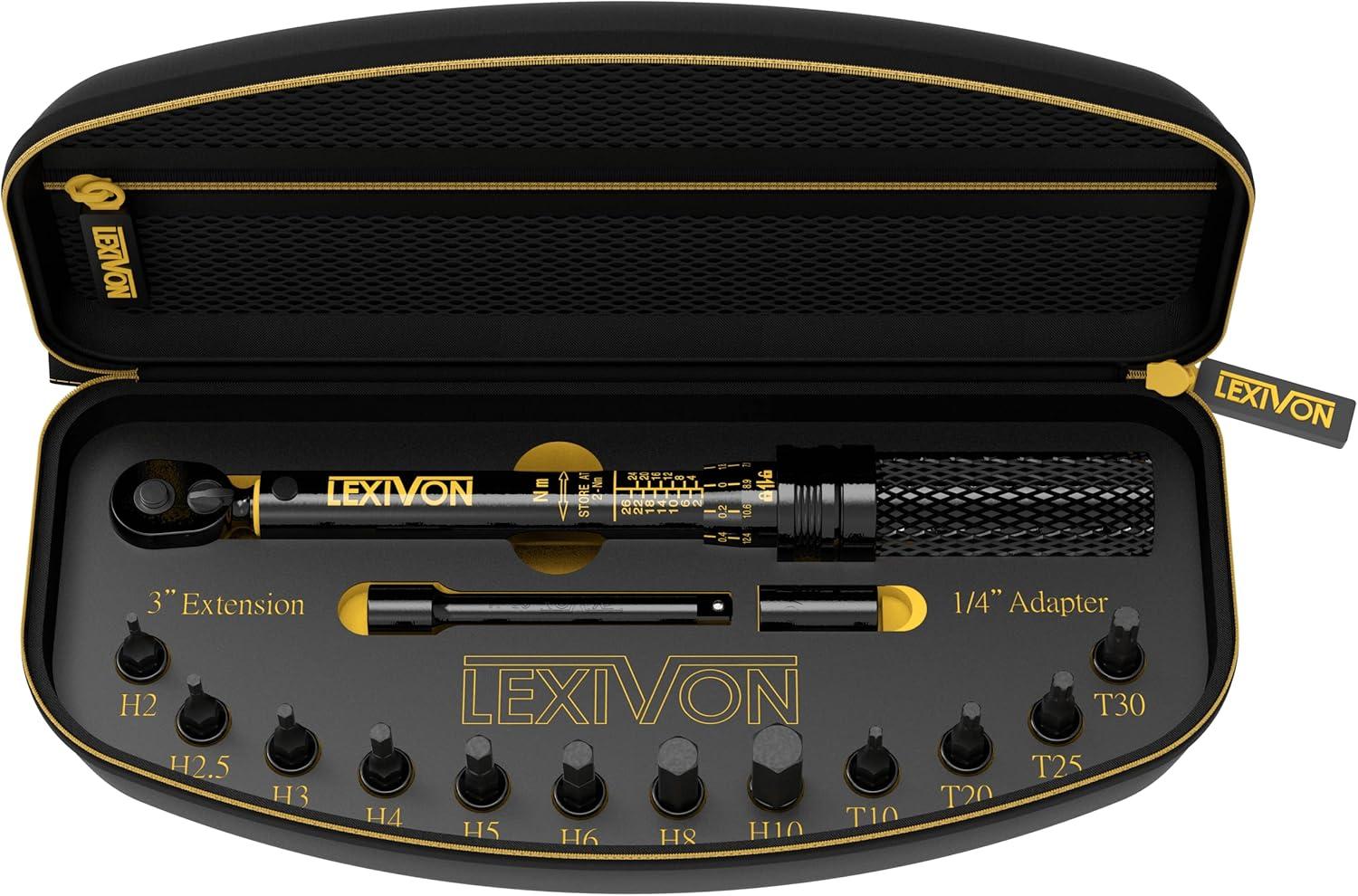 imageLEXIVON Bike Torque Wrench 14Inch Drive Newton Meter  72Tooth Gear DualDirection Click Type 226 Nm 1772301 inlb  Portable for Road ampamp Mountain Bicycles LX190Bike Torque wrench kit