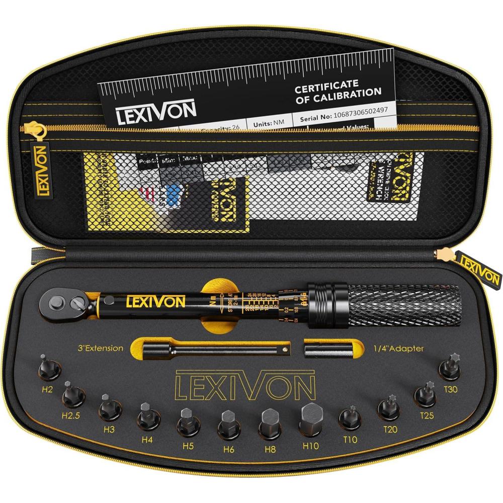 imageLEXIVON Bike Torque Wrench 14Inch Drive Newton Meter  72Tooth Gear DualDirection Click Type 226 Nm 1772301 inlb  Portable for Road ampamp Mountain Bicycles LX190Bike Torque wrench kit