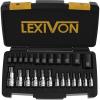 imageLEXIVON Master Torx Bit and Socket Set Premium S2 Alloy ampamp CrV Steel  25Piece Bit Socket T8T60 ampamp ETorx E4E22  HeavyDuty Storage Case LX148