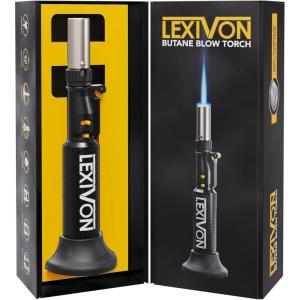 imageLEXIVON Butane Blow Torch HeavyDuty Refillable Lighter with Adjustable Flame and ProGrade Aluminum Tank  Ideal for Soldering and Kitchen Tasks LX761Butane Blow Torch