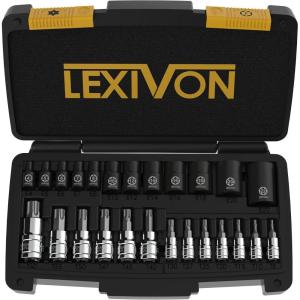 imageLEXIVON Master Torx Bit and Socket Set Premium S2 Alloy ampamp CrV Steel  25Piece Bit Socket T8T60 ampamp ETorx E4E22  HeavyDuty Storage Case LX148
