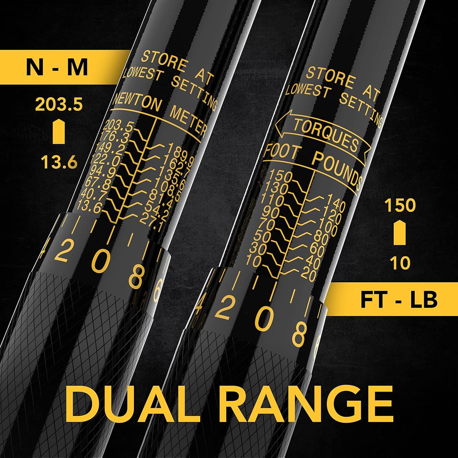 imageLEXIVON 12Inch Drive Click Torque Wrench 10150 FtLb1362035 Nm  Set of 12Inch Flip Impact Socket 6 Total Lug Nut Sizes