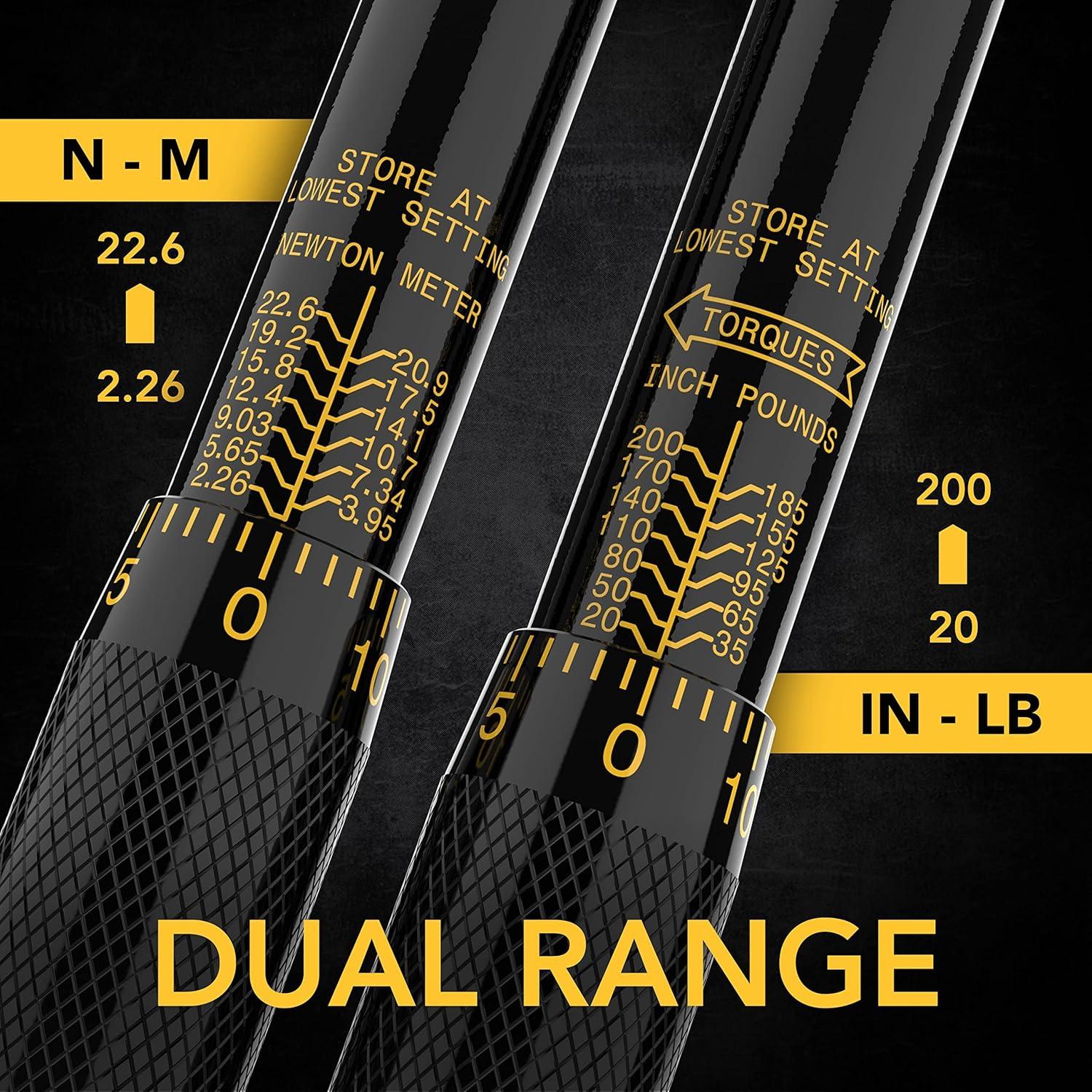 imageLEXIVON Inch Pound Torque Wrench 14Inch And Piece Set  14quot  38quot  12quot Impact Driver