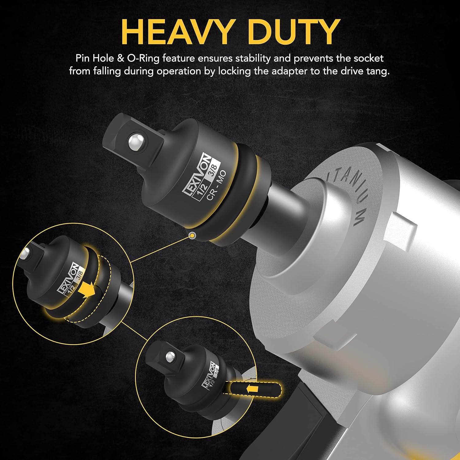 imageLEXIVON Inch Pound Torque Wrench 14Inch And Piece Set  14quot  38quot  12quot Impact Driver