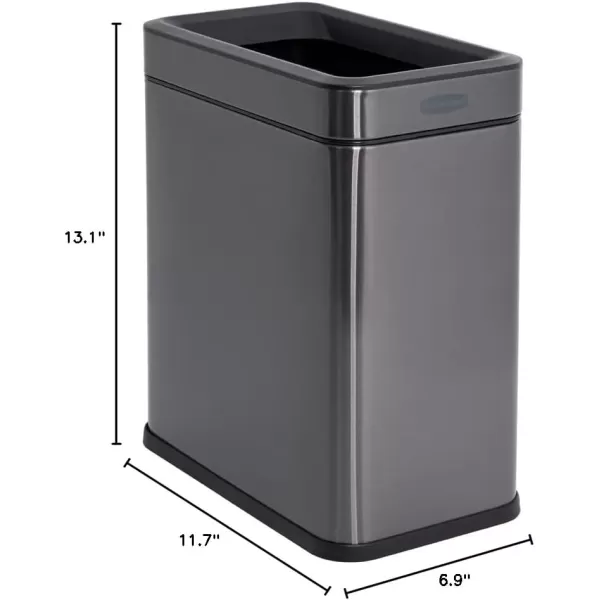 imageRubbermaid 26Gallon Charcoal Stainless Steel Wastebasket Slim SpaceSaving Design Ideal for HomeOfficeBathroomOpen Top