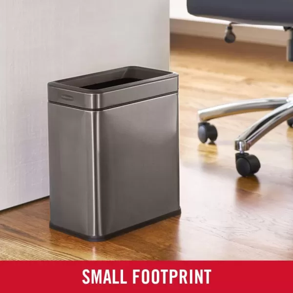 imageRubbermaid 26Gallon Charcoal Stainless Steel Wastebasket Slim SpaceSaving Design Ideal for HomeOfficeBathroomOpen Top