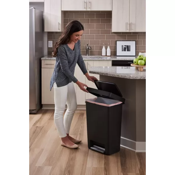 imageRubbermaid Premier Series II Stepon Trash Can for Home and Kitchen with Lid Lock and Slow Close 13 Gallon Charcoal for HomeKitchenHotelLobbyOffice13G  Classic Plastic