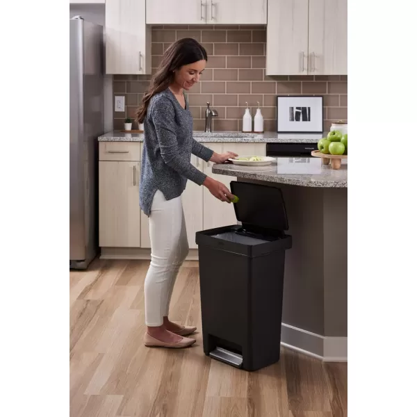 imageRubbermaid Premier Series II Stepon Trash Can for Home and Kitchen with Lid Lock and Slow Close 13 Gallon Charcoal for HomeKitchenHotelLobbyOffice13G  Classic Plastic