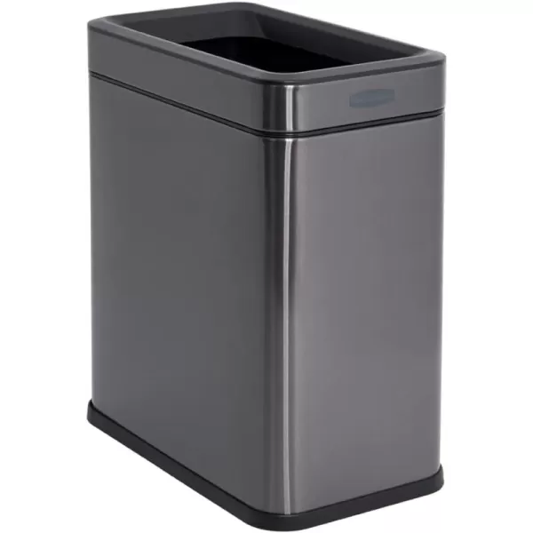 imageRubbermaid 26Gallon Charcoal Stainless Steel Wastebasket Slim SpaceSaving Design Ideal for HomeOfficeBathroomOpen Top