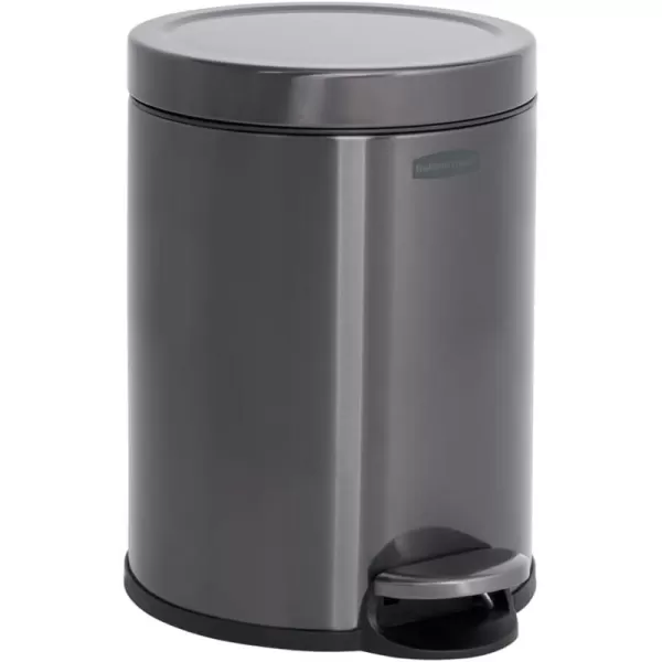 imageRubbermaid 26Gallon Charcoal Stainless Steel Wastebasket Slim SpaceSaving Design Ideal for HomeOfficeBathroomRound StepOn