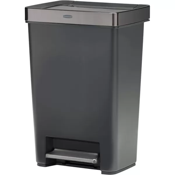 imageRubbermaid Premier Series II Stepon Trash Can for Home and Kitchen with Lid Lock and Slow Close 13 Gallon Charcoal for HomeKitchenHotelLobbyOffice13G  Metal Accents