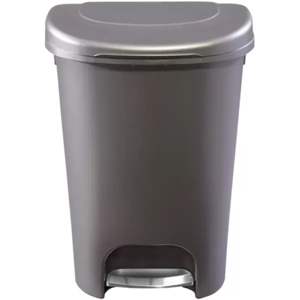 imageRubbermaid Classic 13 Gallon Premium StepOn Trash Can with Lid and StainlessSteel Pedal Bronze Waste Bin for KitchenHomeGarageOfficeBronze