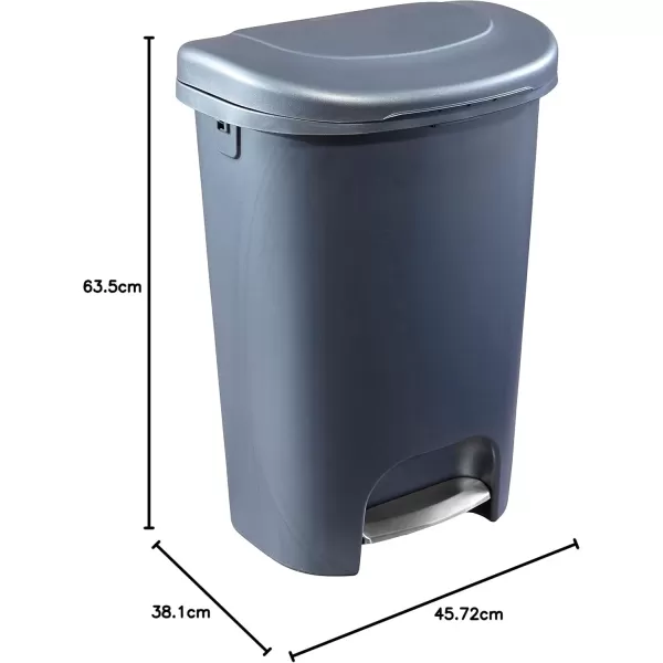 imageRubbermaid Classic 13 Gallon Premium StepOn Trash Can with Lid and StainlessSteel Pedal Bronze Waste Bin for KitchenHomeGarageOfficeGunmetal Blue