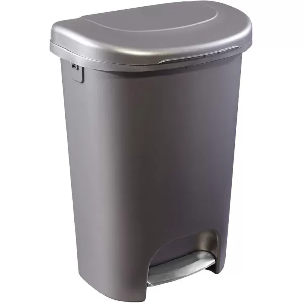 imageRubbermaid Classic 13 Gallon Premium StepOn Trash Can with Lid and StainlessSteel Pedal Bronze Waste Bin for KitchenHomeGarageOfficeBronze