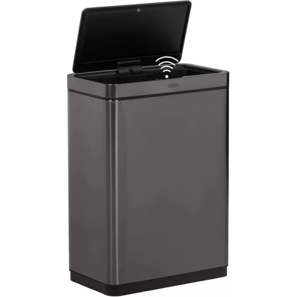 imageRubbermaid Elite Stainless Steel Slim Sensor Trash Can 12Gallon Batteries Included Charcoal Wastebasket for HomeKitchenHotelLobbyOffice 118GSensor