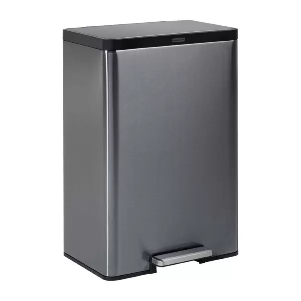 imageRubbermaid Elite Stainless Steel StepOn Trash Can 12 Gallon Charcoal Wastebasket for HomeKitchenBathroomOfficeStepOn