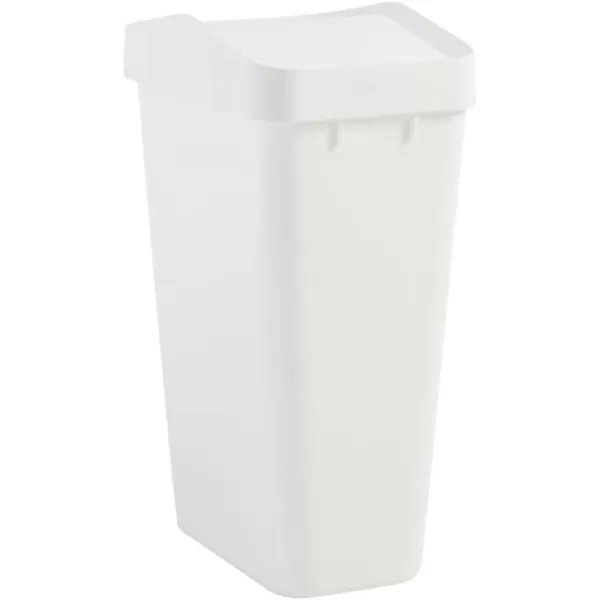 imageRubbermaid Swing Top Waste Container for Home and Kitchen Easy Access Disposal and Slim Modern Trash Can with Lid 122 Gallon Capacity White