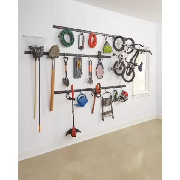 imageRubbermaid 20Piece FastTrack Garage WallMounted Storage Kit 5 Rails and 15 Hooks for HomeHouseToolSportsUtility Purposes6 Rails  18 Hooks