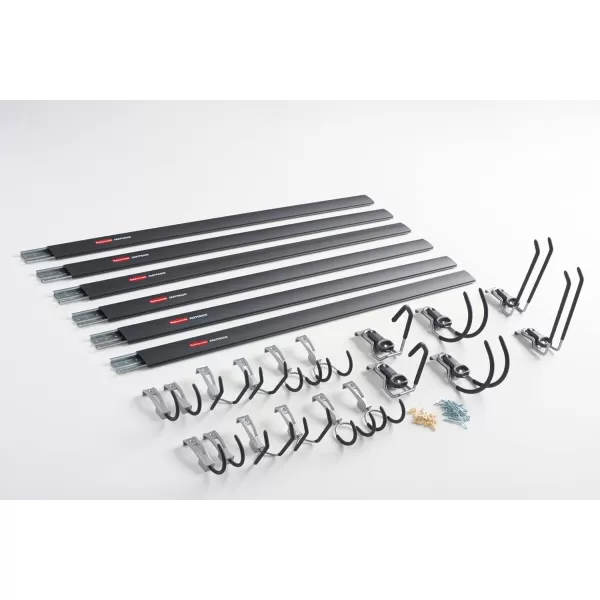 imageRubbermaid 20Piece FastTrack Garage WallMounted Storage Kit 5 Rails and 15 Hooks for HomeHouseToolSportsUtility Purposes6 Rails  18 Hooks