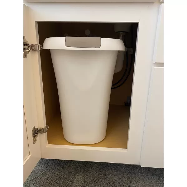 imageRubbermaid Open Top Trash Can 53Gallon White Plastic WastebasketGarbage Bin for HomeKitchenBathroomGarage