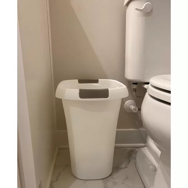 imageRubbermaid Open Top Trash Can 53Gallon White Plastic WastebasketGarbage Bin for HomeKitchenBathroomGarage