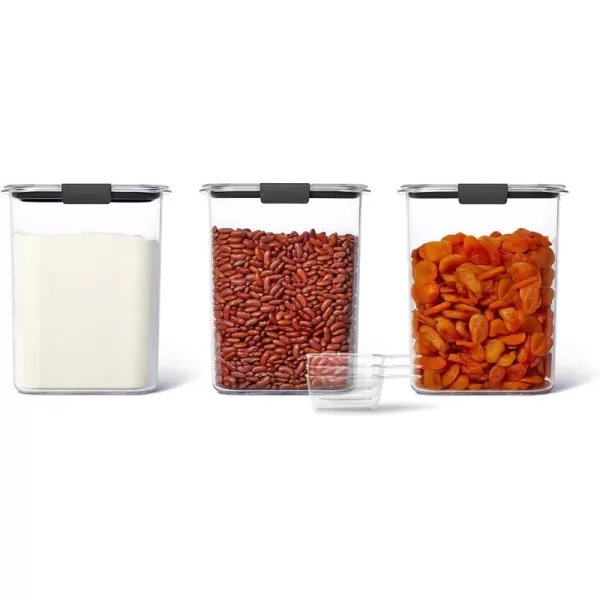 imageRubbermaid Brilliance BPAFree Food Storage Containers with Lids Airtight Kitchen and Pantry Organization Set Includes 3 Containers and Scoops Clear 16 cupsSet of 3 16 Cup Containers