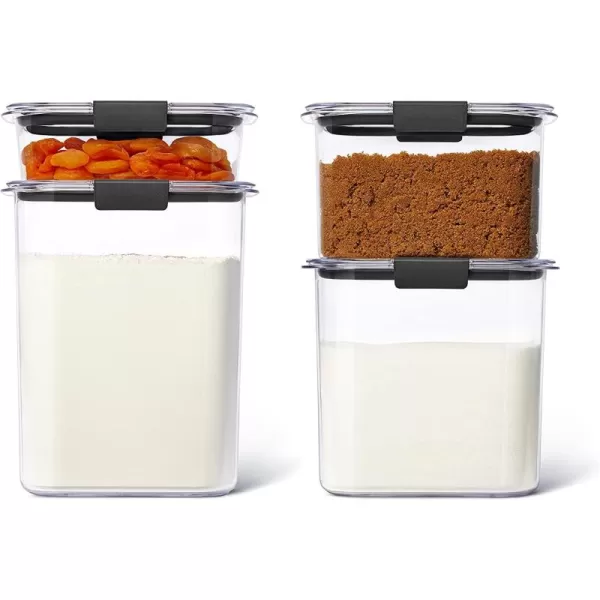 imageRubbermaid Brilliance BPAFree Food Storage Containers with Lids Airtight Kitchen and Pantry Organization Set Includes 3 Containers and Scoops Clear 16 cupsSet of 4 Assorted Containers