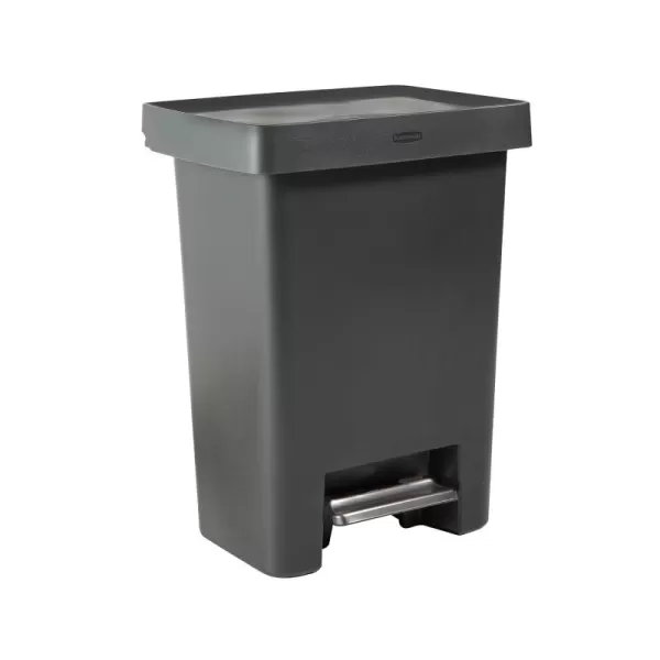 imageRubbermaid Premier HighCapacity StepOn Trash Can 19 Gallon Single or Dual Stream Trash or Recycling Charcoal StainlessSteel Rim Lid Lock Quiet Lid for HomeKitchenGarageApartmentResin Rim