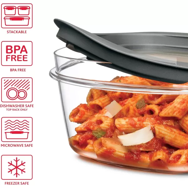 imageRubbermaid 28Piece ClearGrey Food Storage Containers Premium Snap Bases and Various Size Lids Perfect for Meal Prep Leftovers and Dishwasher SafeSet of 14 Assorted Containers