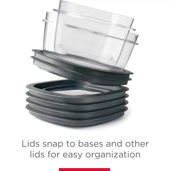 imageRubbermaid 28Piece ClearGrey Food Storage Containers Premium Snap Bases and Various Size Lids Perfect for Meal Prep Leftovers and Dishwasher SafeSet of 14 Assorted Containers