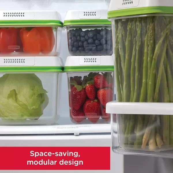 imageRubbermaid 4Piece Produce Saver Containers for Refrigerator with Lids for Food StorageSet of 2 Medium Containers