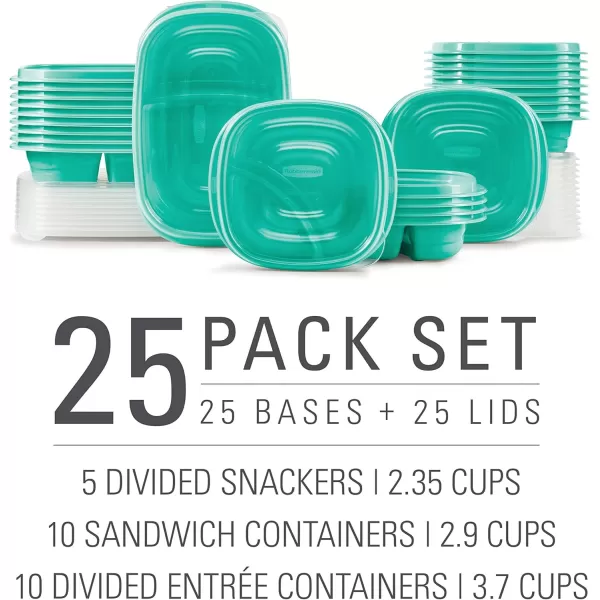 imageRubbermaid 50Piece Food Storage Containers Set with Lids Teal Splash  Perfect for Lunch Meal Prep Leftovers ampamp More  Top Rack Dishwasher Safe BPAFree PlasticTeal