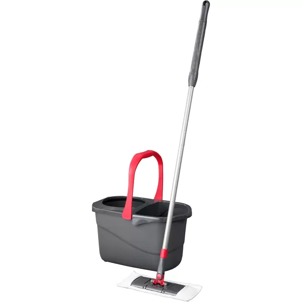 imageRubbermaid Microfiber Flat Spin Mop Floor Cleaning System with Wringer Bucket Red Flat Floor Mop for HardwoodLaminateVinylTileStone Floors