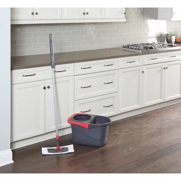 imageRubbermaid Microfiber Flat Spin Mop Floor Cleaning System with Wringer Bucket Red Flat Floor Mop for HardwoodLaminateVinylTileStone Floors