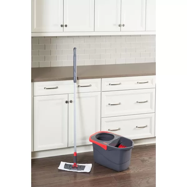 imageRubbermaid Microfiber Flat Spin Mop Floor Cleaning System with Wringer Bucket Red Flat Floor Mop for HardwoodLaminateVinylTileStone Floors