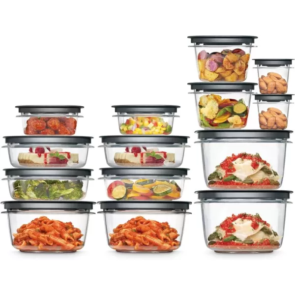 imageRubbermaid 28Piece ClearGrey Food Storage Containers Premium Snap Bases and Various Size Lids Perfect for Meal Prep Leftovers and Dishwasher SafeSet of 14 Assorted Containers